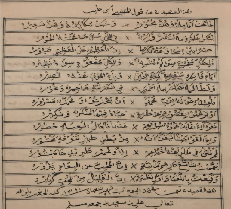 أبيات للمتنبي في مخطوط بحري